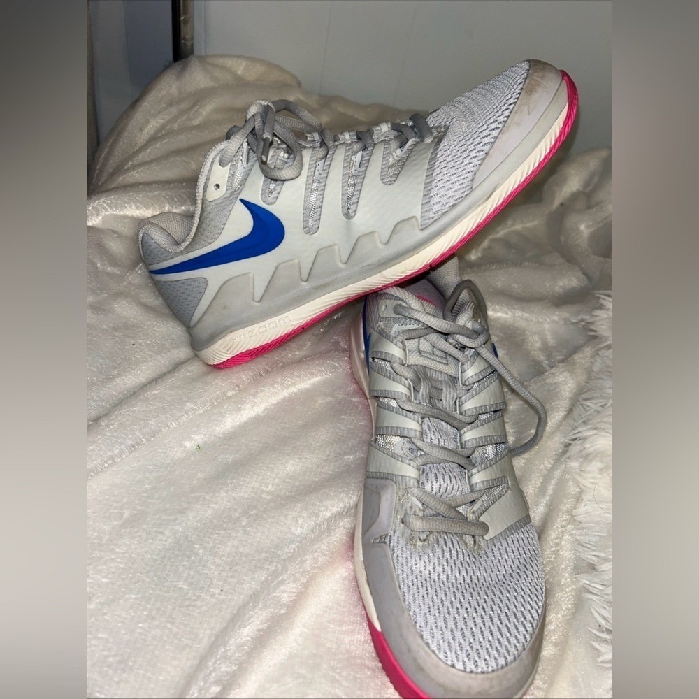 Nike Zoom Vapor 9.5 Tour Womens Tennis Shoes Grey Blue Pink Athletic Sneakers